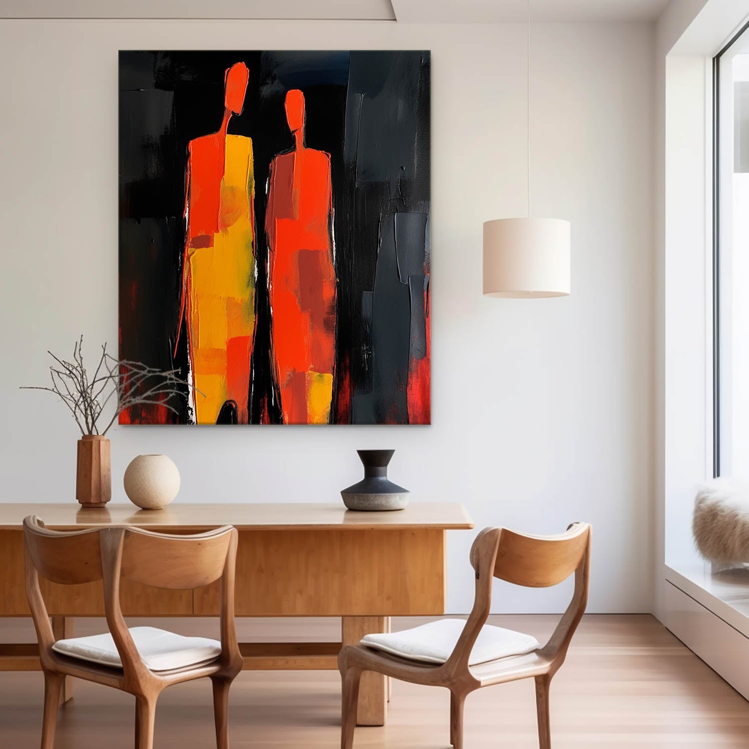 Warm Fiery Tone Two‑Silhouette Wall Art