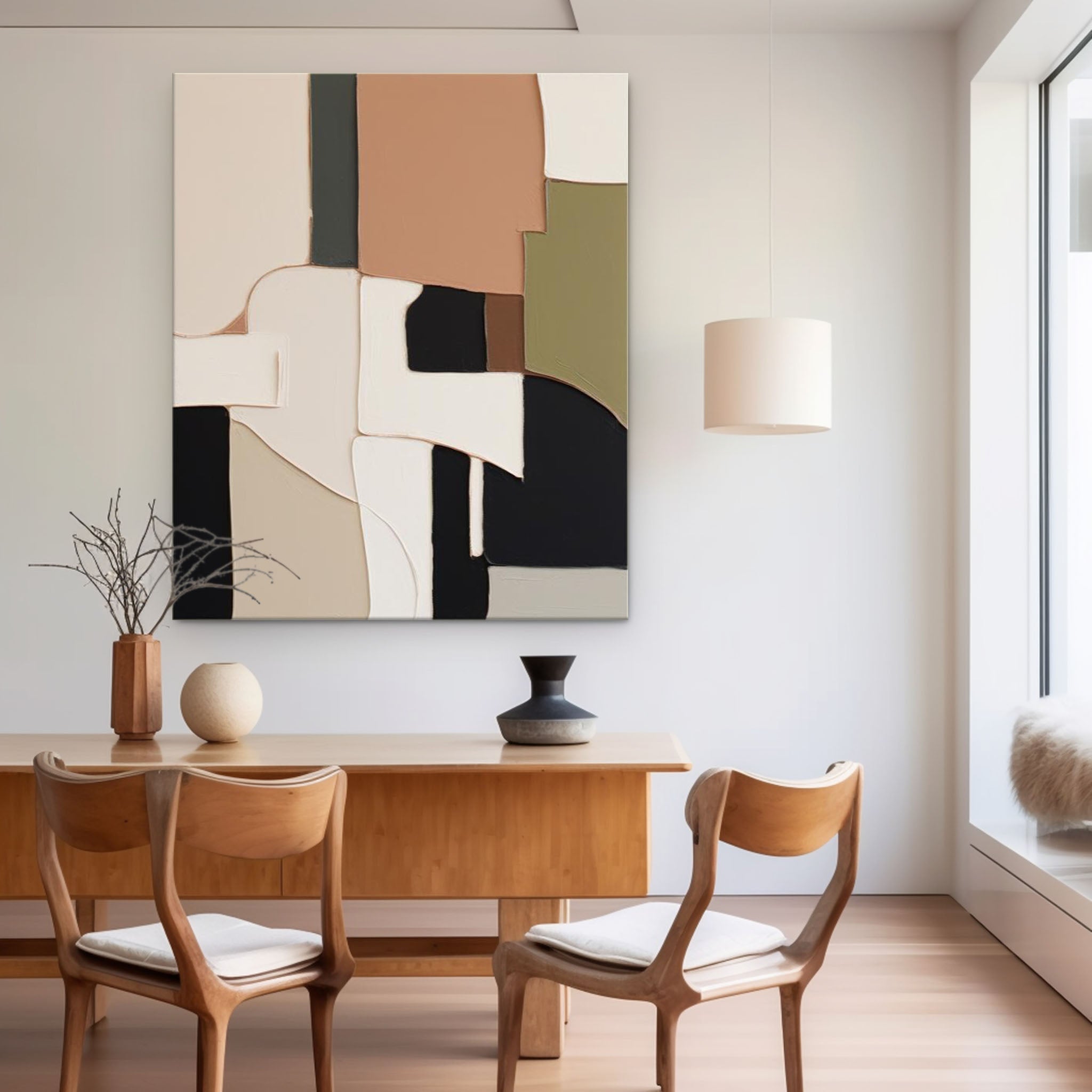 Wall Art Serene Abstract Geometric Block