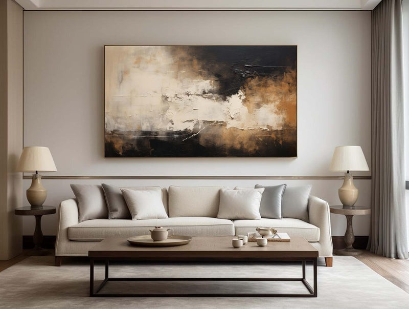 Black Beige Gold Abstract Painting