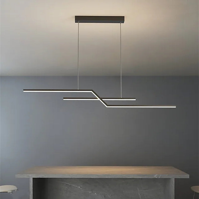 Arisha Parallel Fold Linear Pendant Light, Black/Gold, Living Room - Neutralighting
