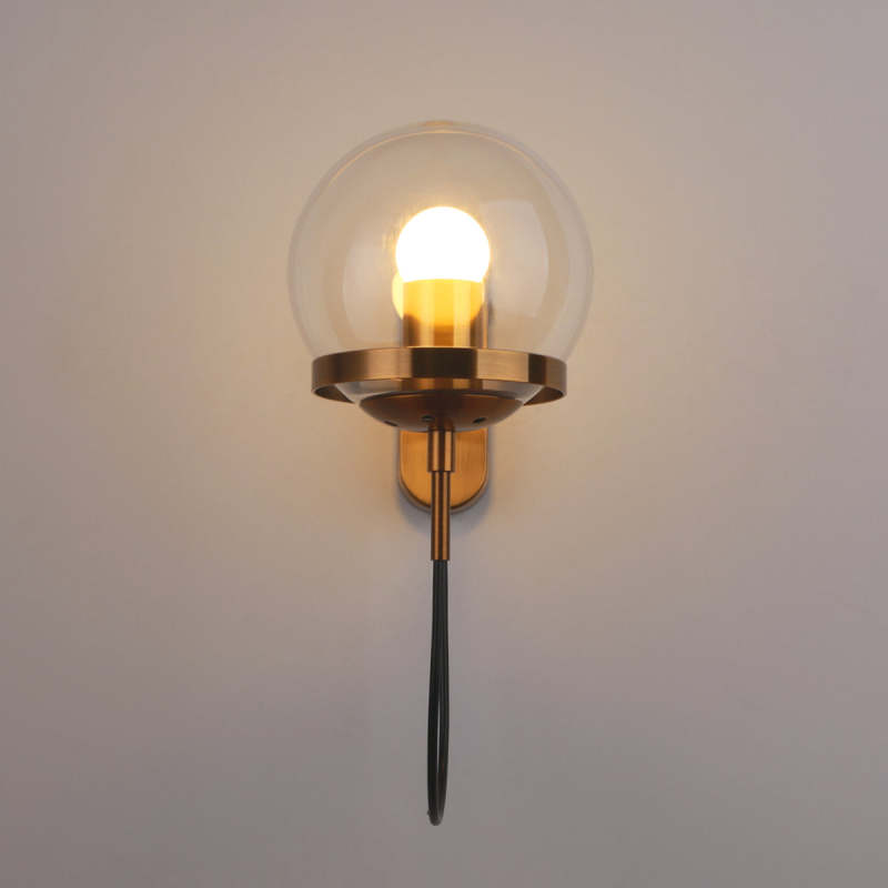 Silva Rustic Retro Glass Globe Wall Lamp, Black/Bronze - Neutralighting