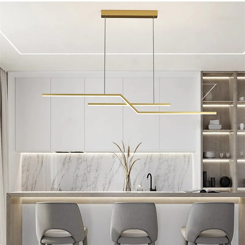 Arisha Parallel Fold Linear Pendant Light, Black/Gold, Living Room - Neutralighting