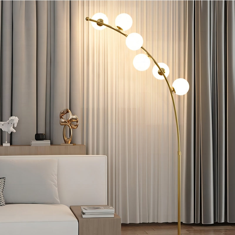 Valentina Modern Arc Multi Head Bubble Floor Lamp Black/Gold - Neutralighting