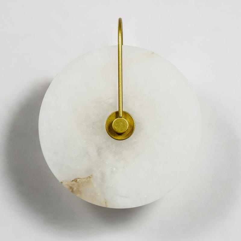 Arisha Round Bedside Wall Light, Artificial Marble, Gold & Black - Neutralighting