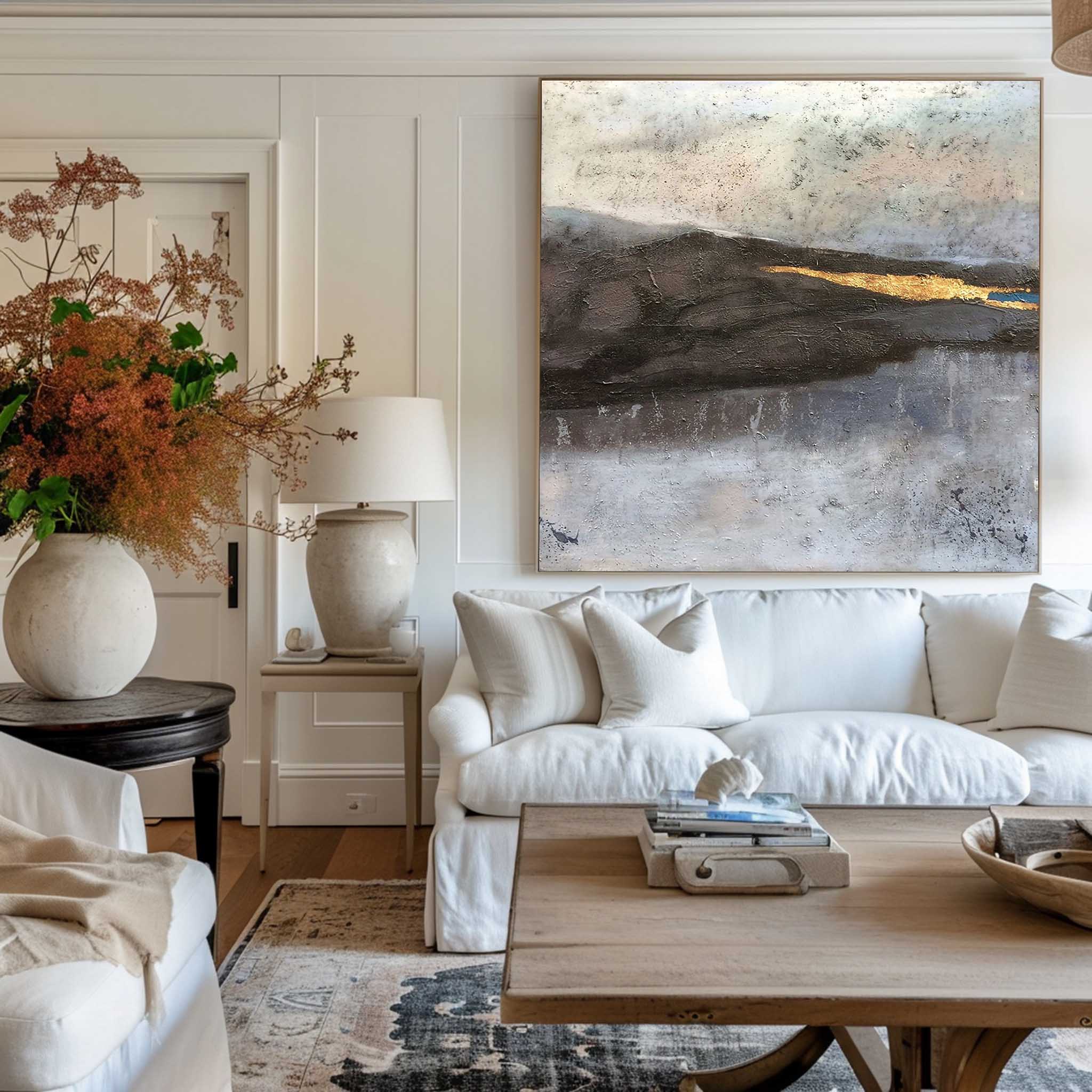 Abstract Black Gold Landscape Textured Wall Art