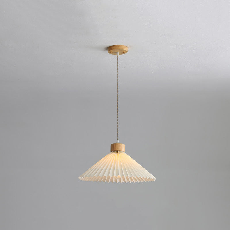 Muto Pendant Light Umbrella Shape Art, Wood, White, Bedroom - Neutralighting
