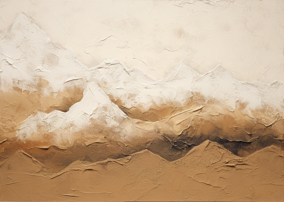Wall Art Beige Mountain Plaster Landscape Canvas