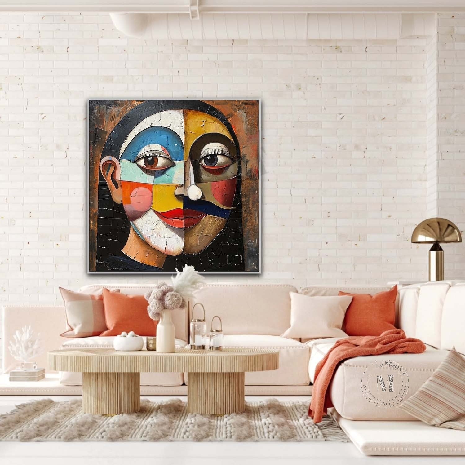 Wall Art Square Cubist Portrait Geometric