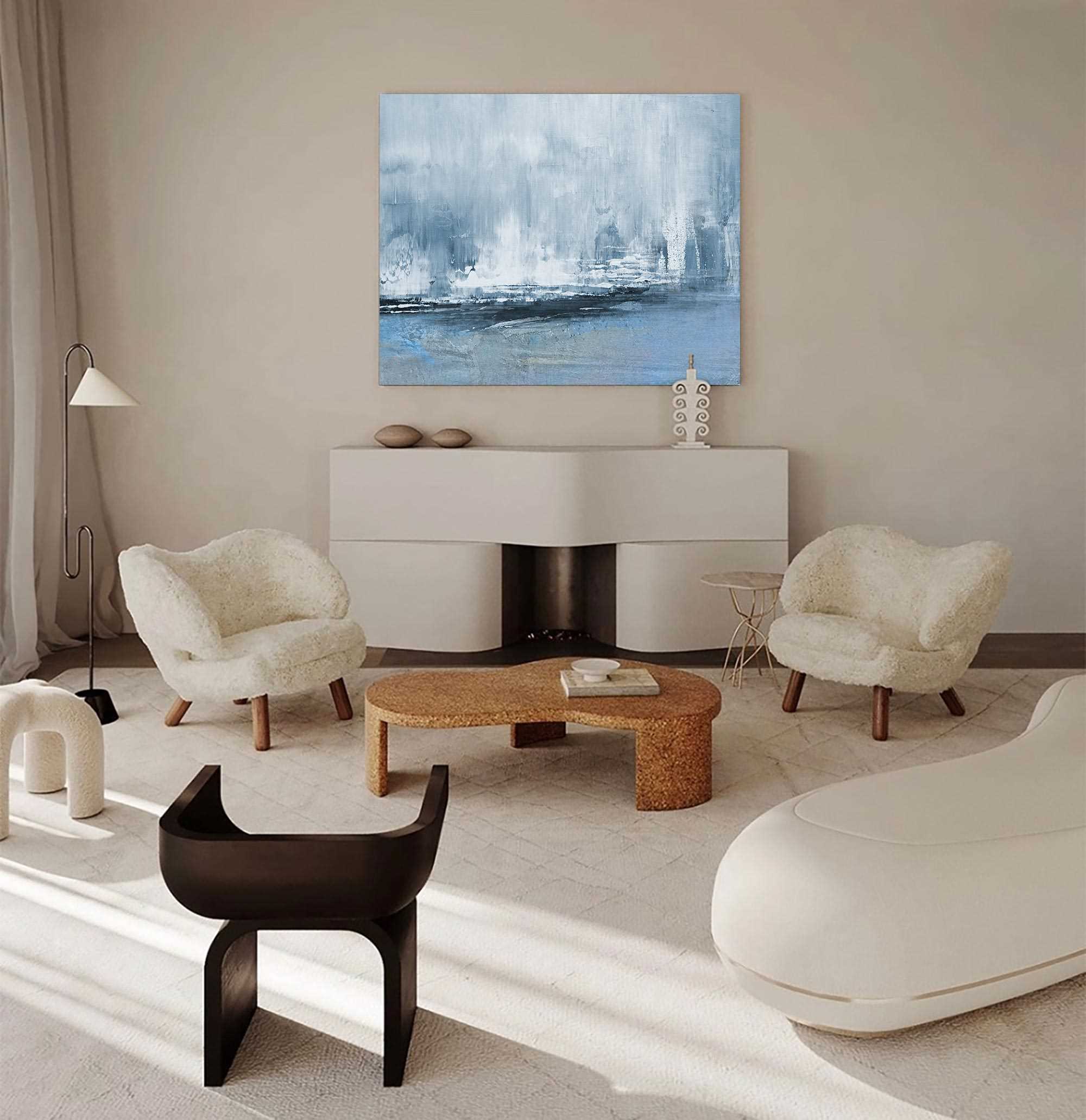 Abstract Coastal Painting ABSH51 - Neutralighting