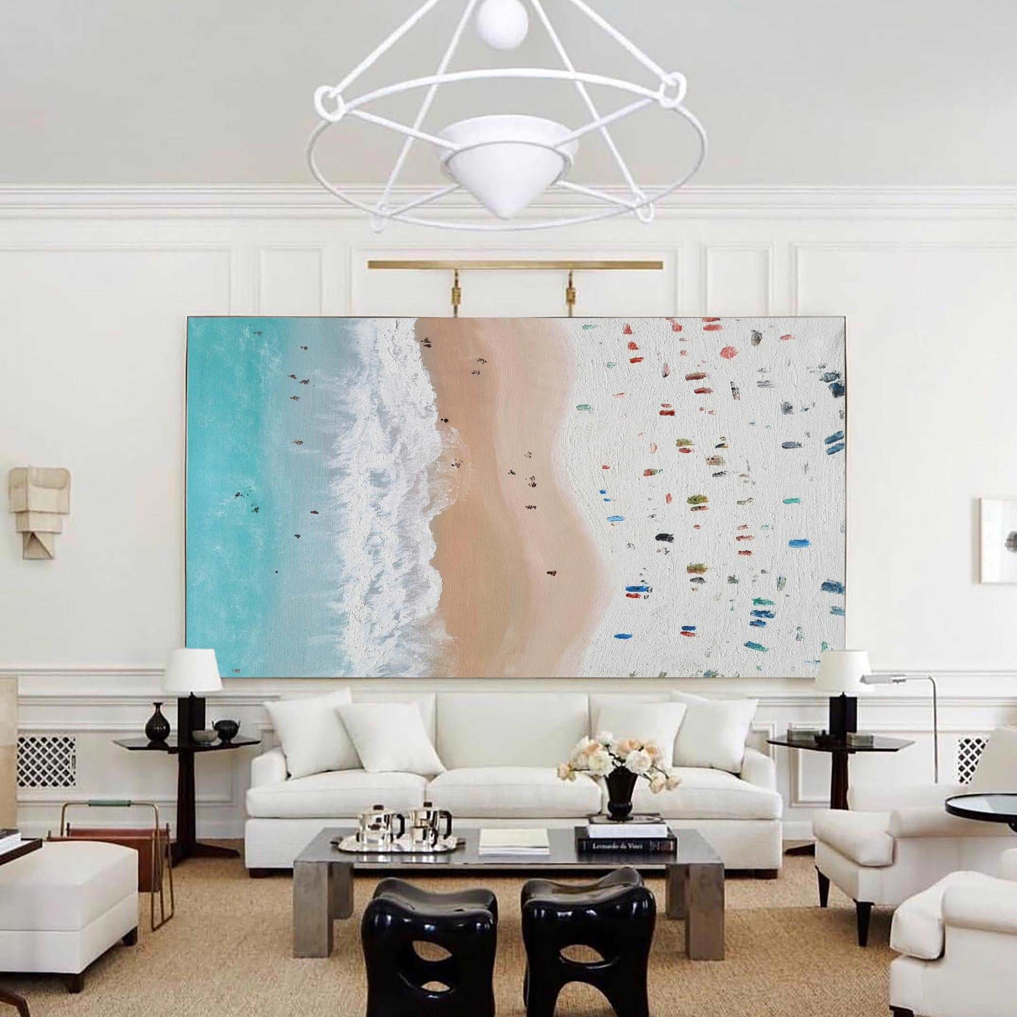 Coastal Beach Abstract Hand‑Painted Multi‑Speckled Thick Textured Artwork