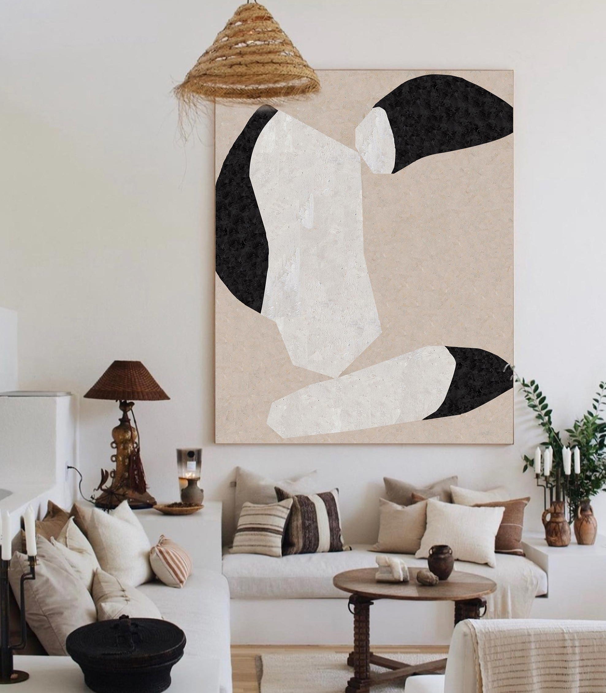 Beige Minimalist Abstract Painting ABAV197 - Neutralighting