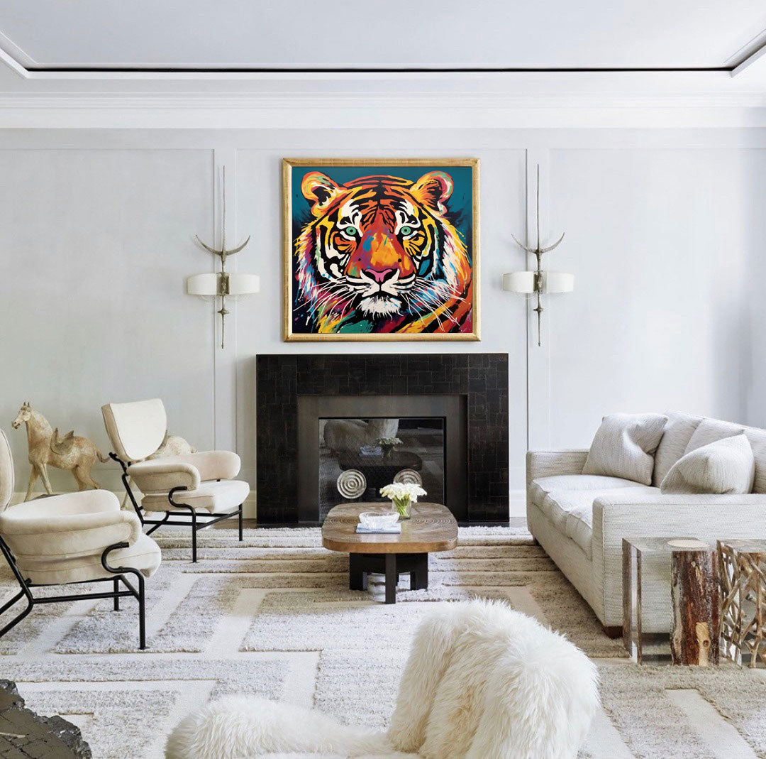 Striking Colorful Tiger Canvas Art
