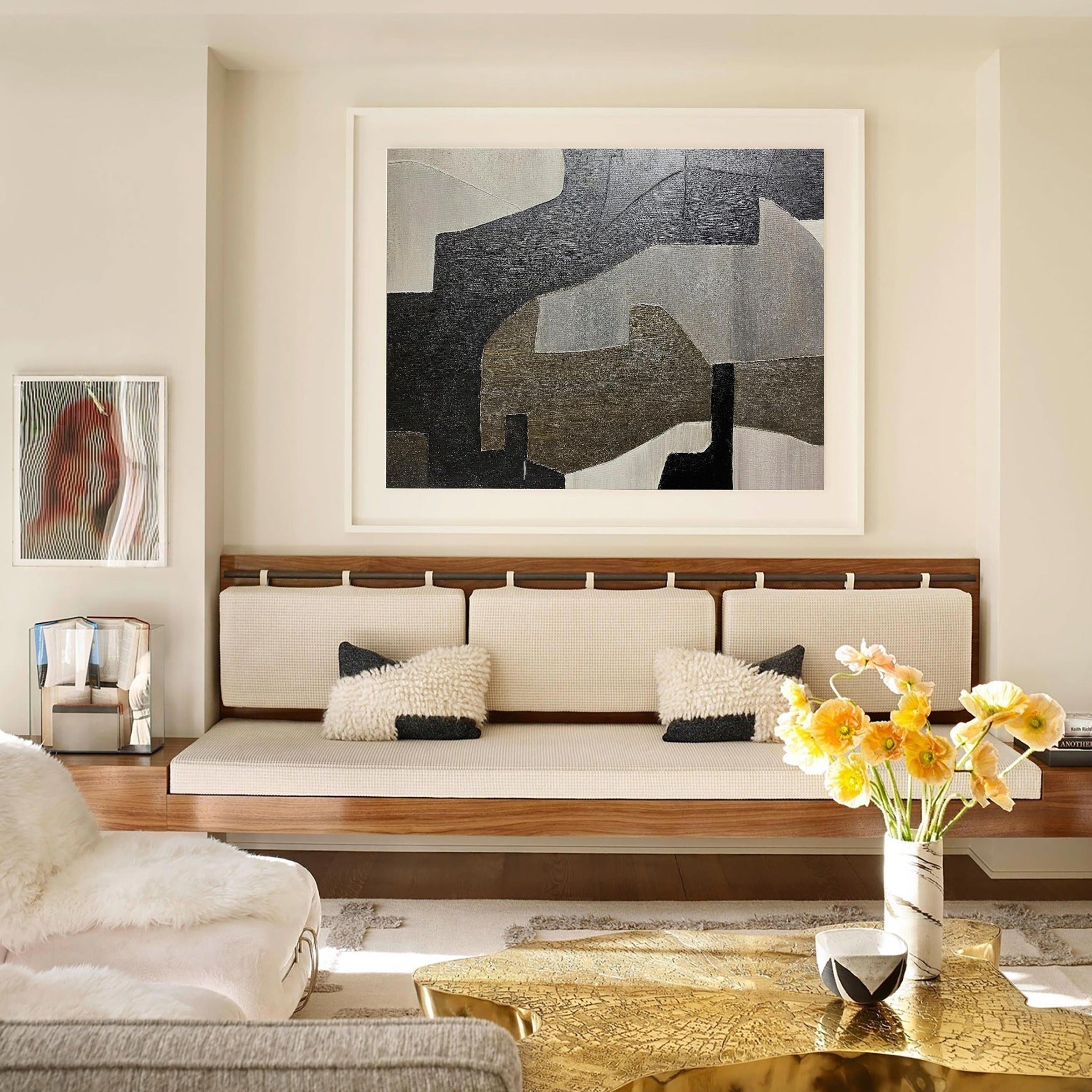 Black And Grey Abstract Painting ABAH62 - Neutralighting