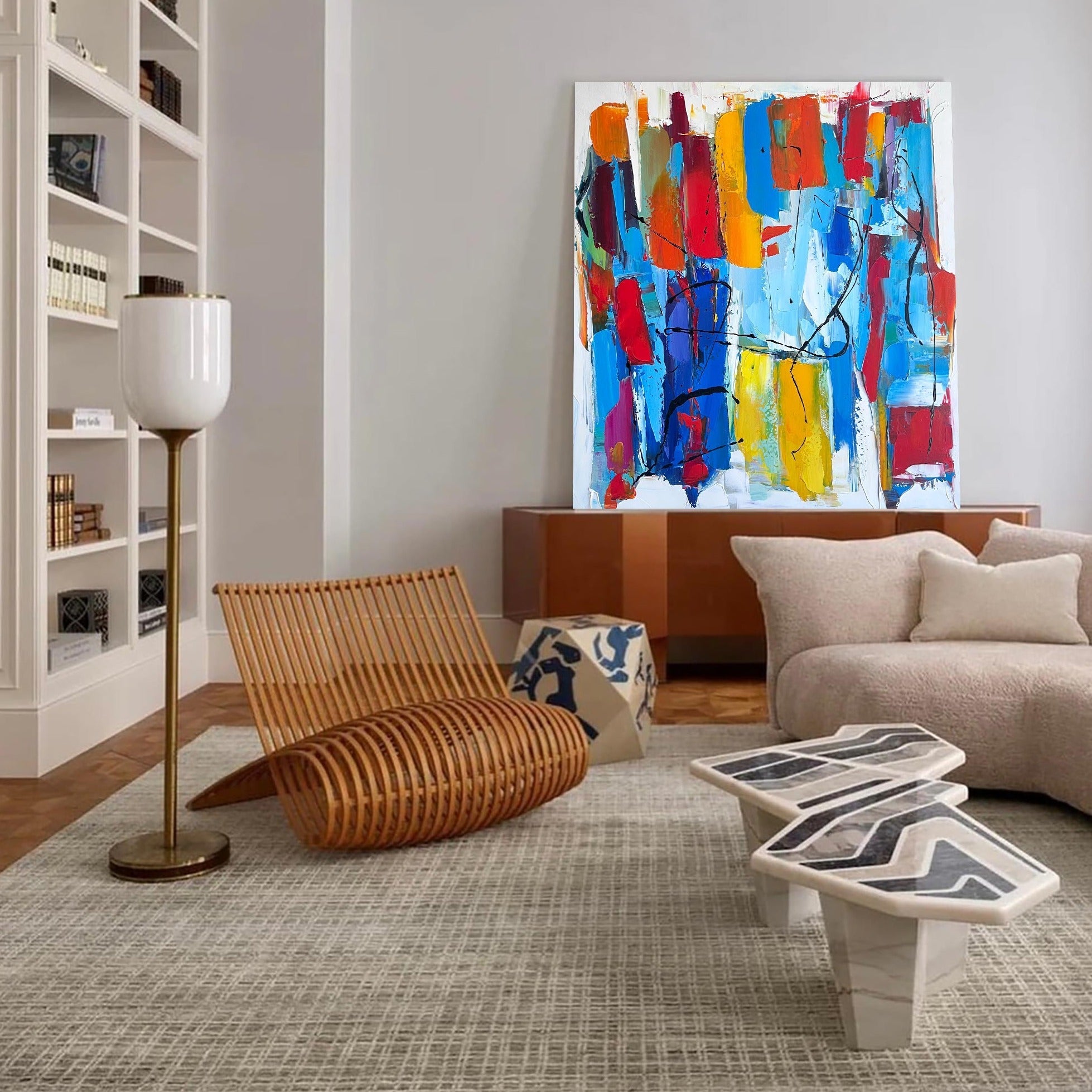Contemporary Colorful Abstract Block Shape Painting