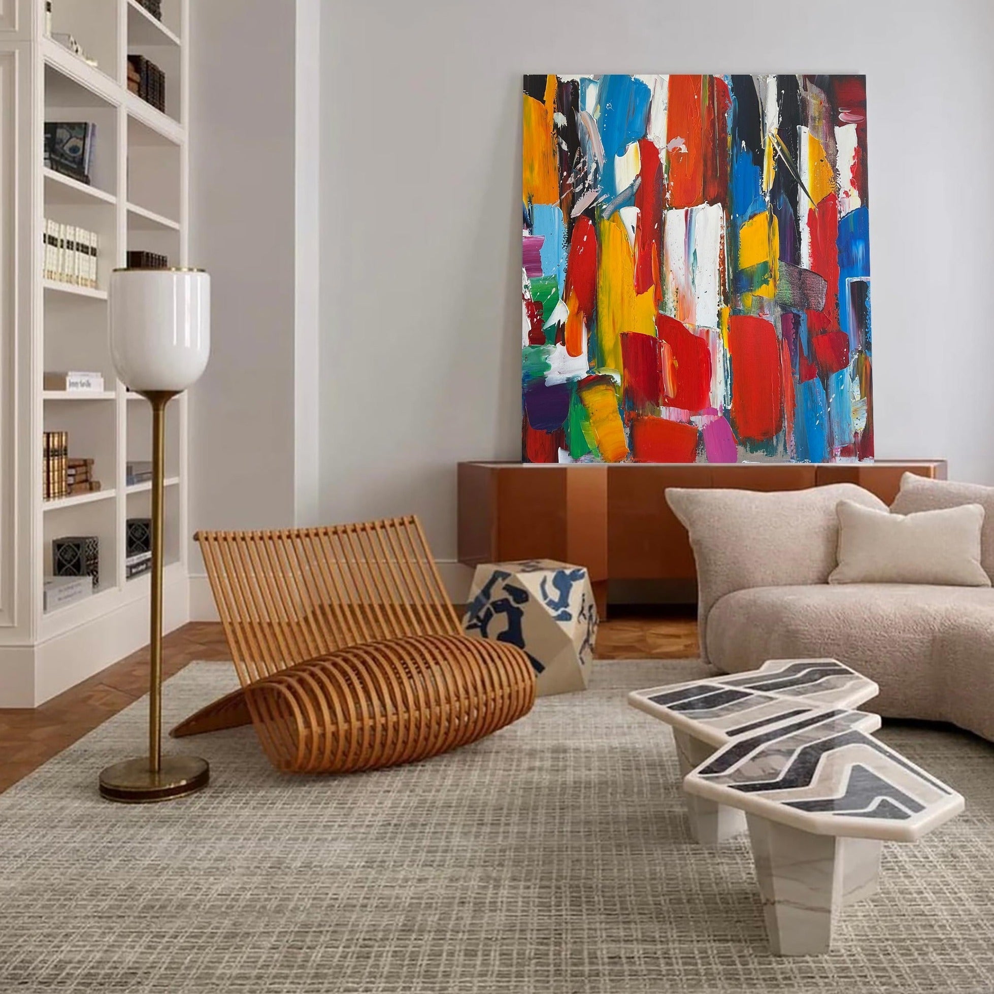 Colorful Square Abstract Painting ABAS61 - Neutralighting