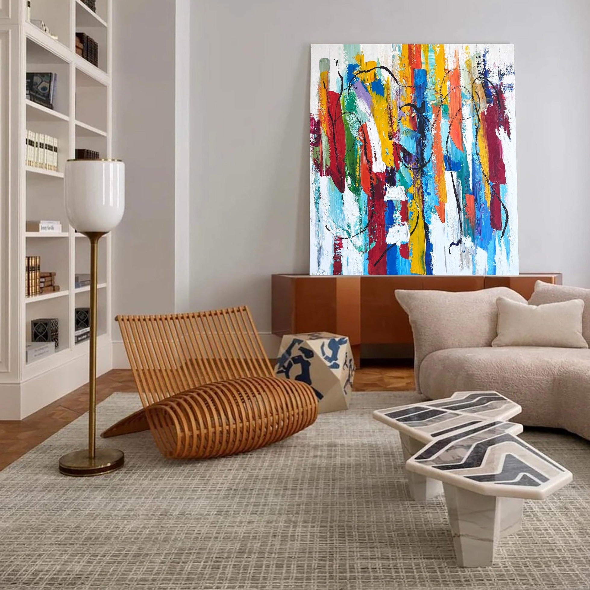Colorful Abstract Drip Stroke Painting