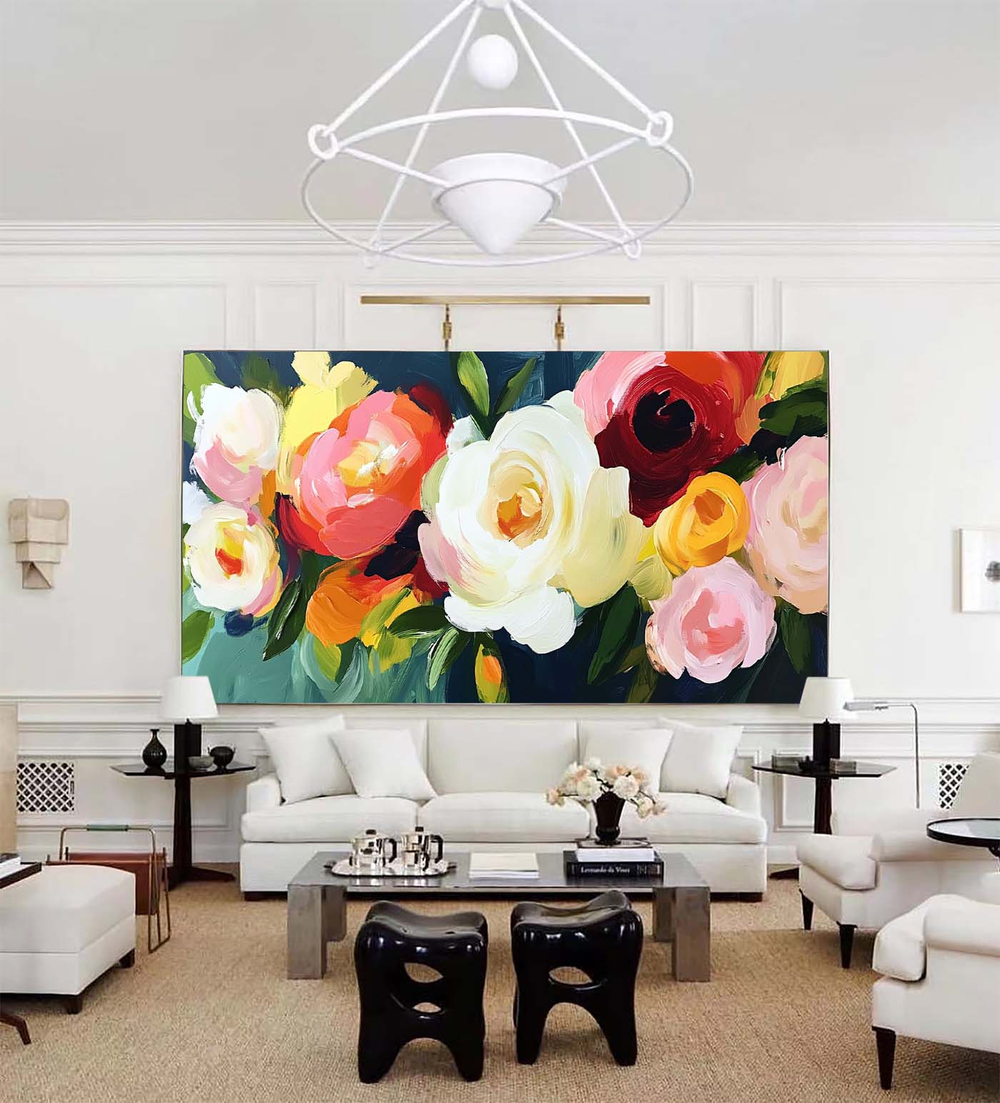 Vibrant Peony Bouquet Oil Canvas Art