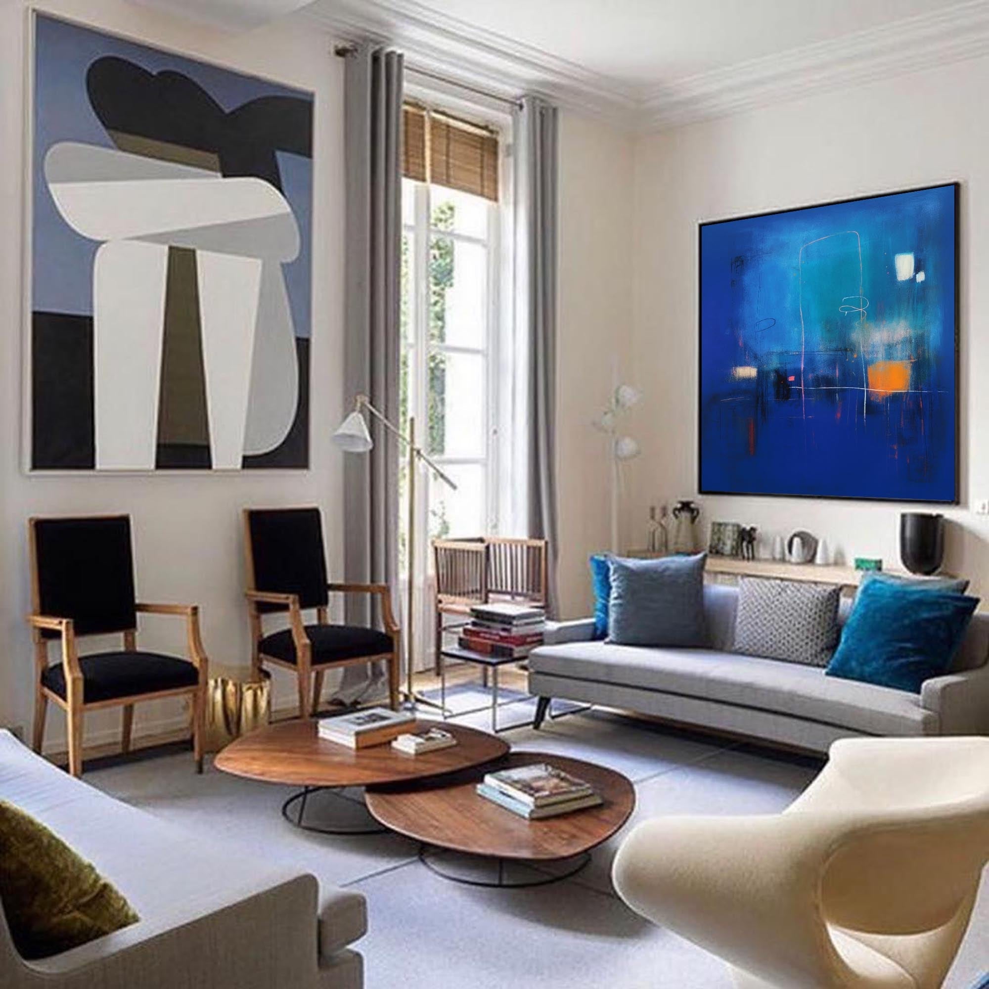 Modern Blue Abstract Canvas Oil Painting