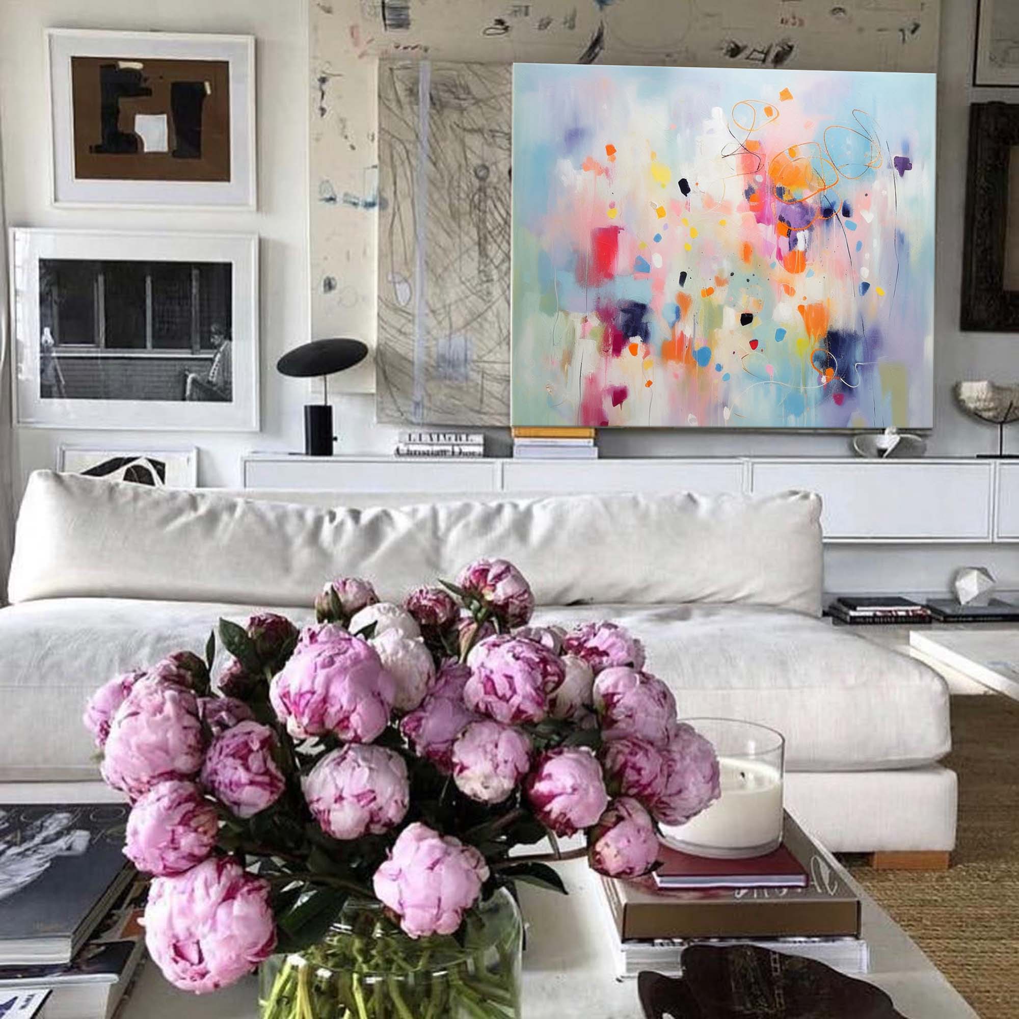 Pastel Abstract Colorful Canvas Wall Art