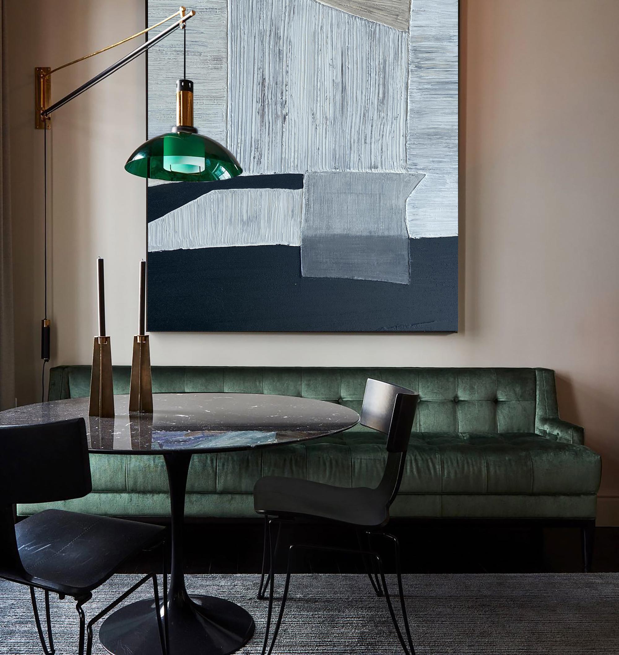 Layered Geometric Abstract Hand‑Painted Brush‑Stroke Textured Artwork