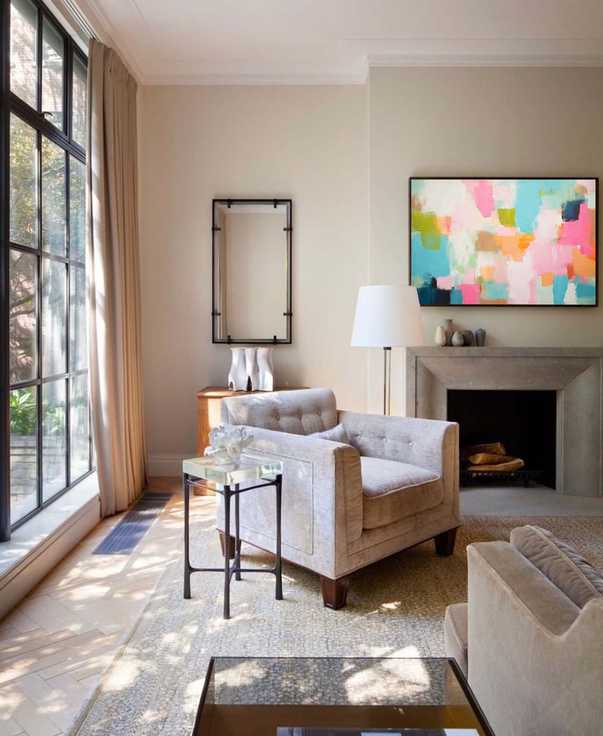 Wall Art Abstract Elegant Neutral Graffiti