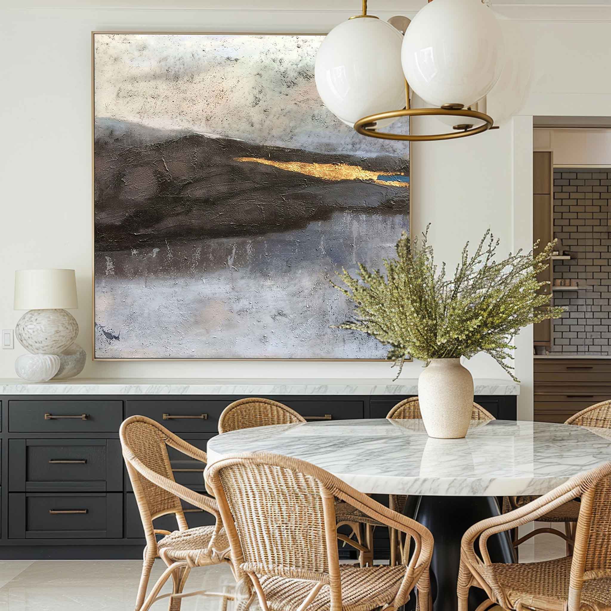 Abstract Black Gold Landscape Textured Wall Art