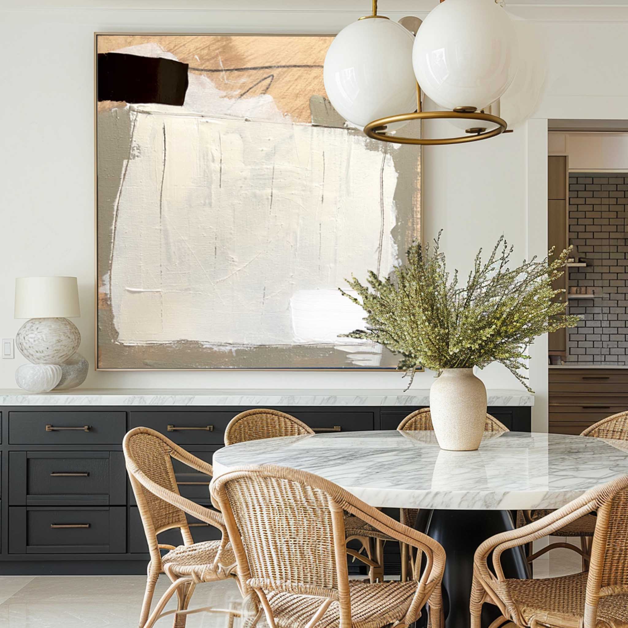 White‑Gold‑Grey Square Layer‑Collage Impasto‑Textured Artwork