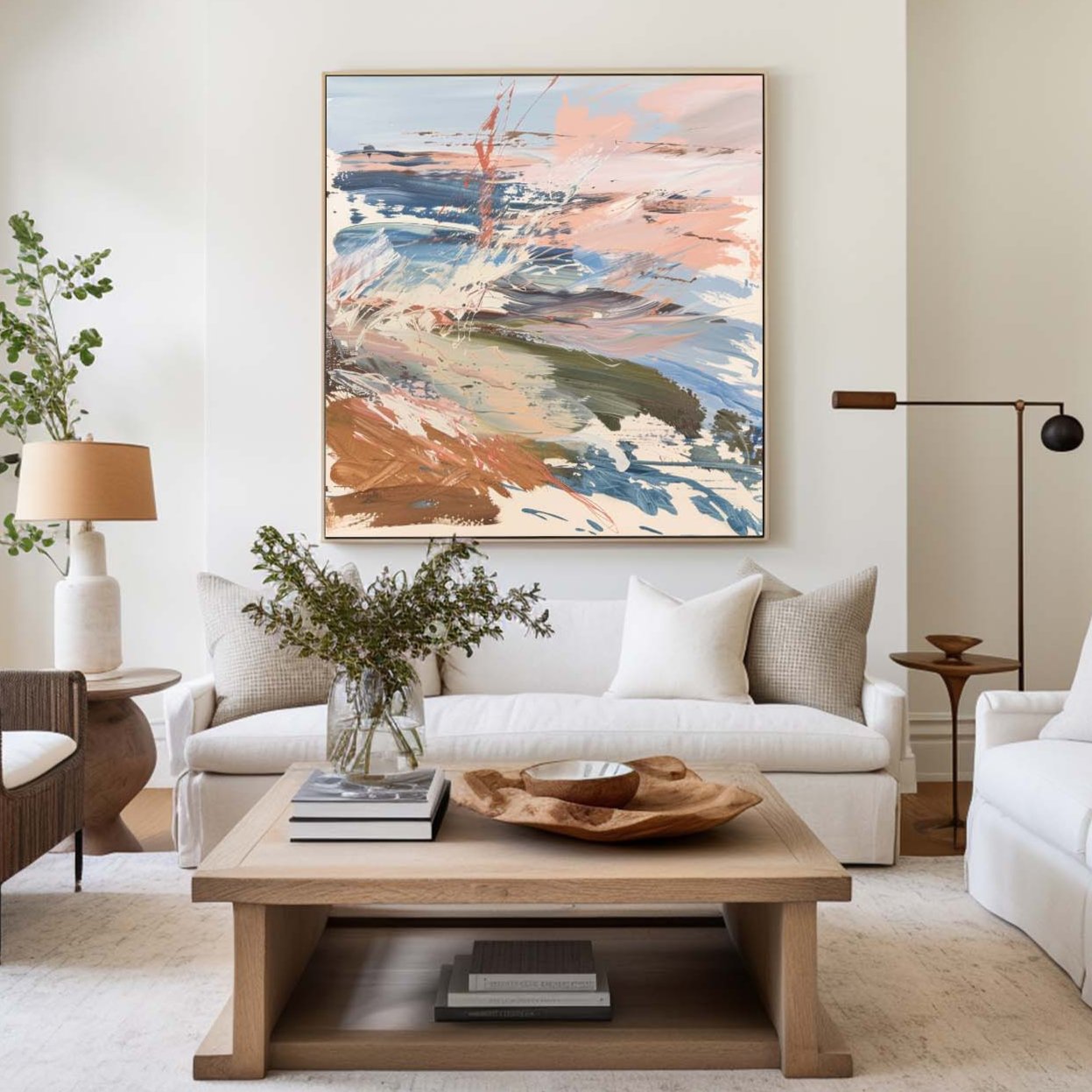Pastel Clifftop Seascape Oil Painting