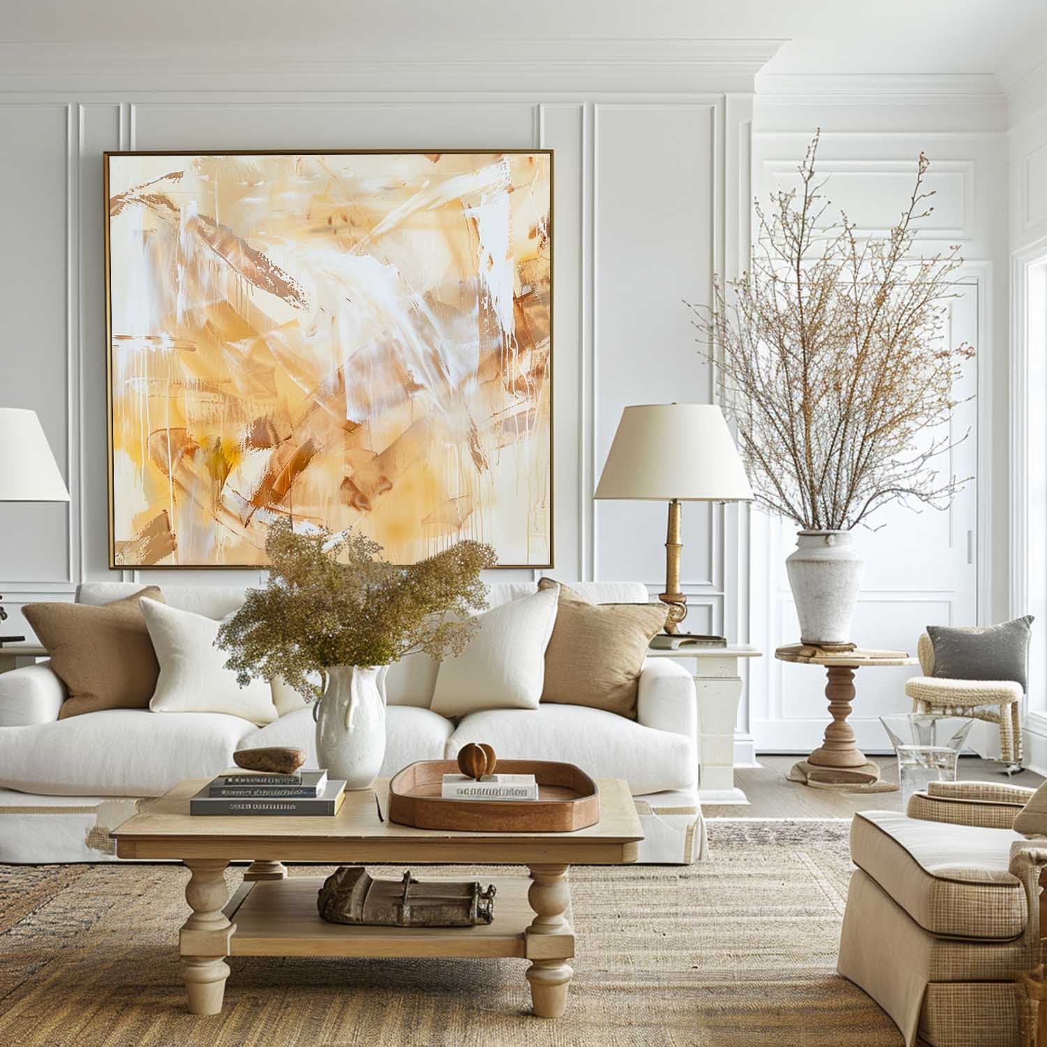 Wild Ochre Branches Modern Painting