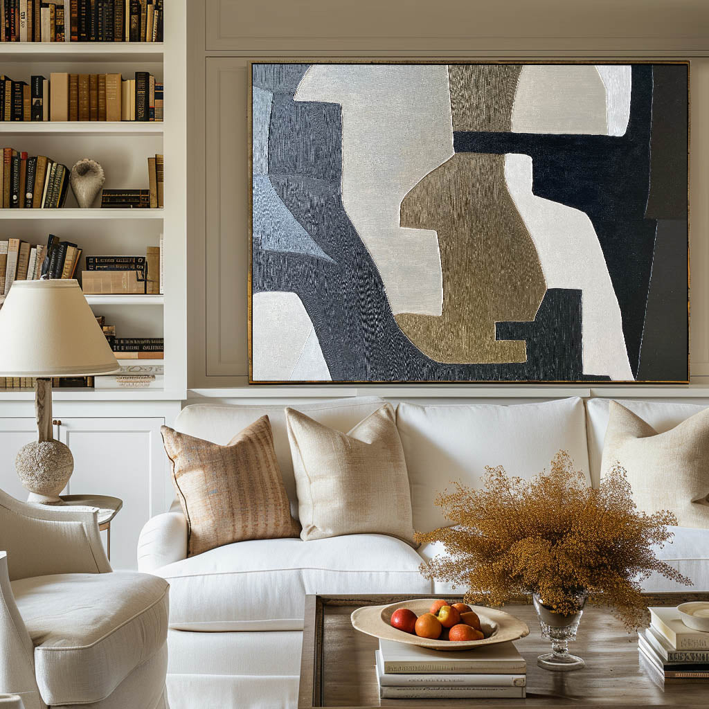 Black And Brown Abstract Painting ABAH74 - Neutralighting