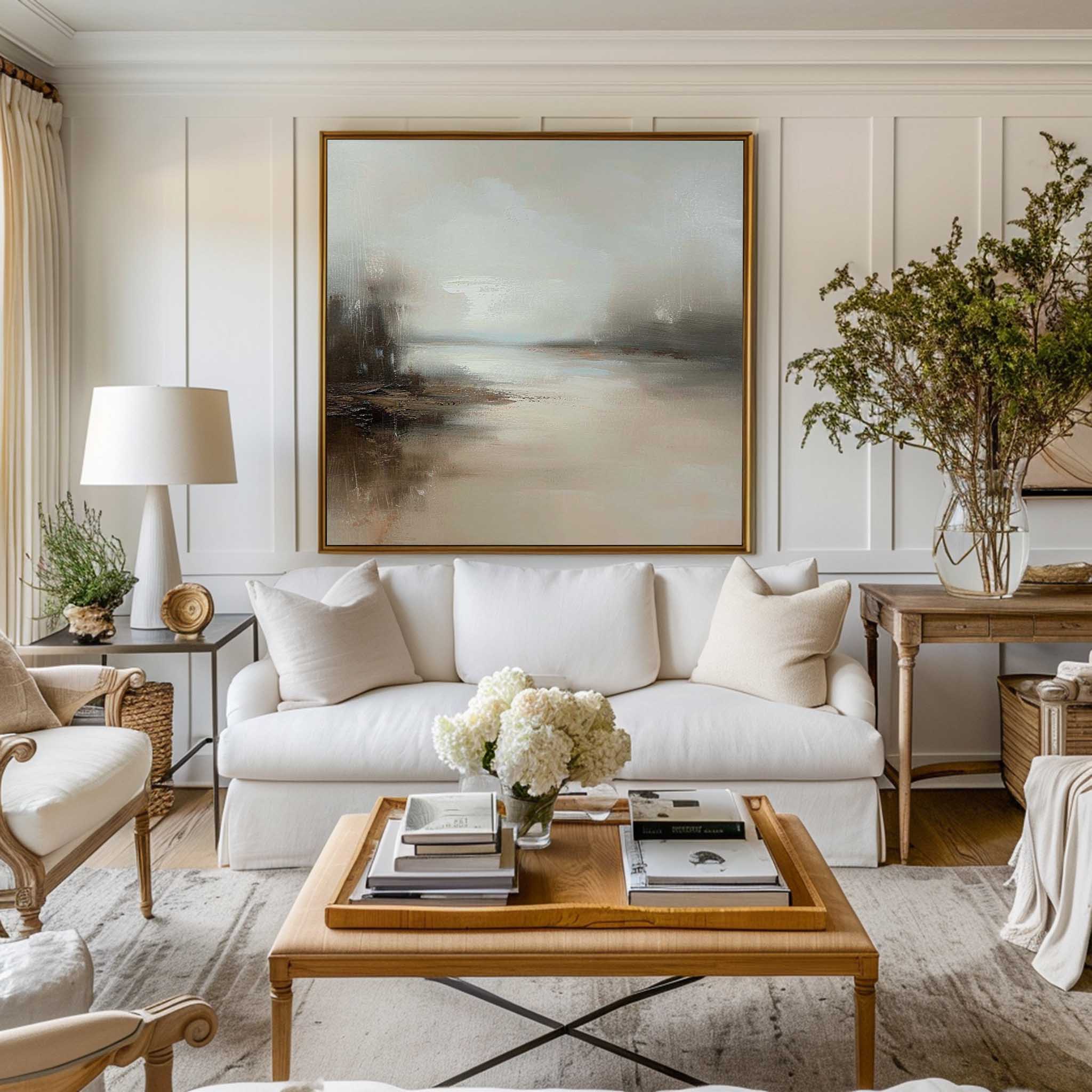 Misty Neutral Landscape Abstract Wall Art
