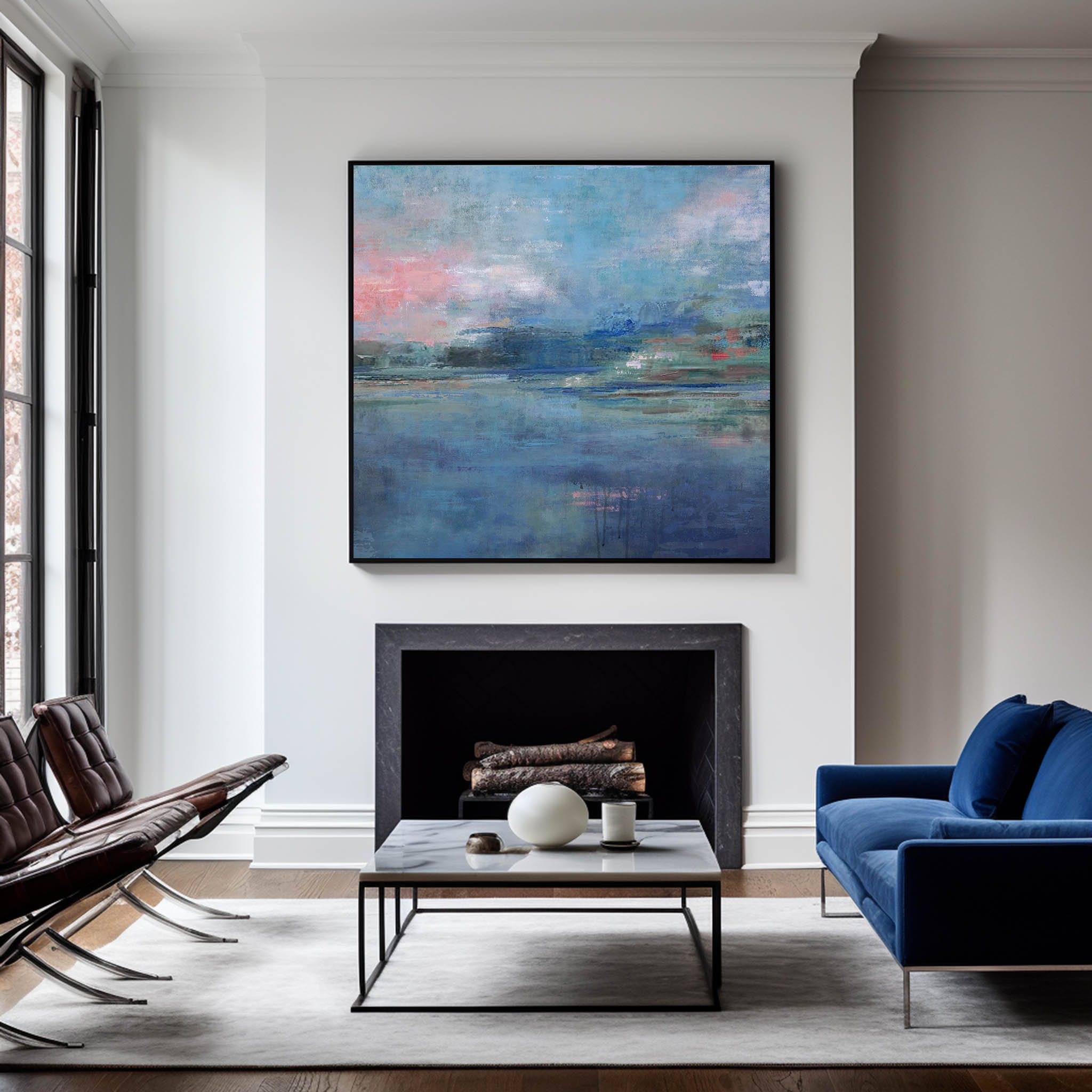 Dreamy Impressionist Waterscape Blended Soft‑Hue Layered Textured Artwork