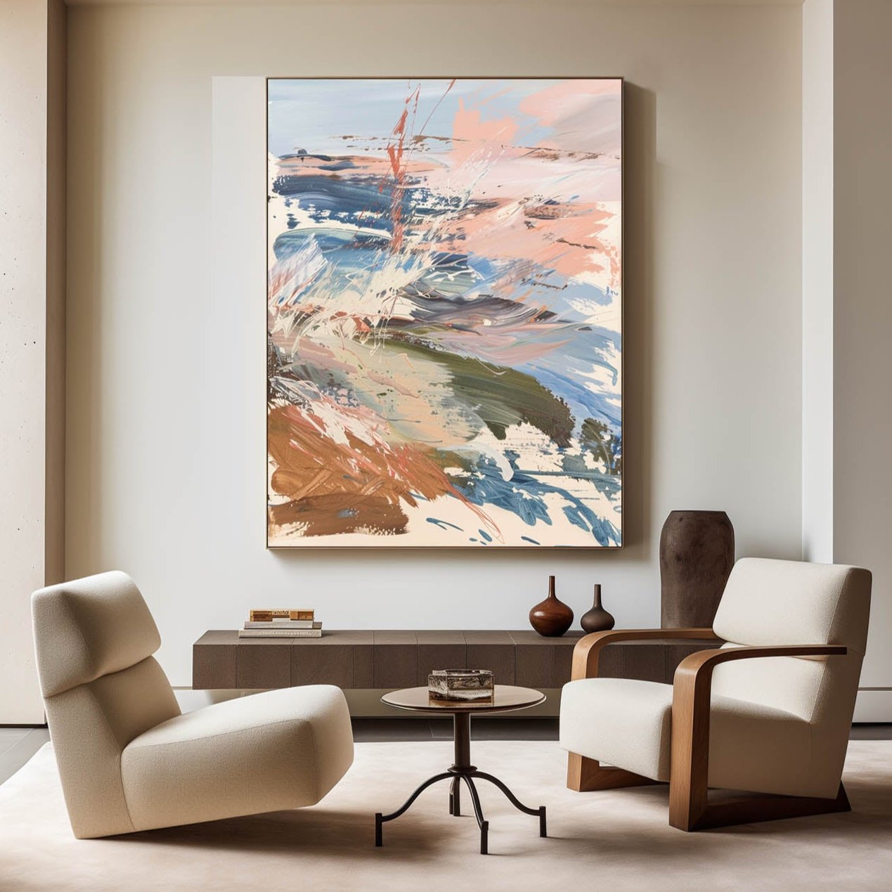 Pastel Clifftop Seascape Oil Painting