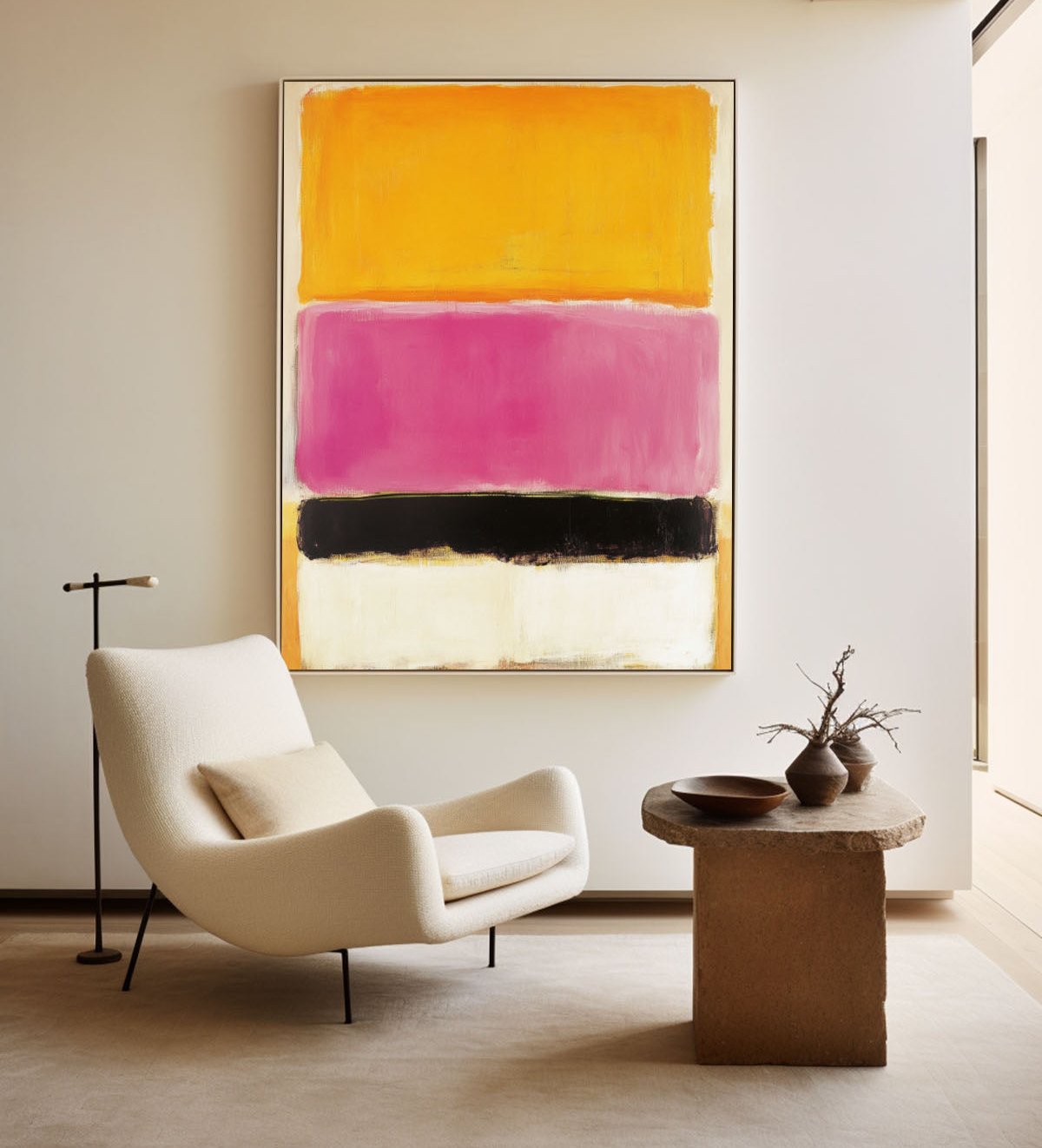 Warm Hues Block‑Stripe Abstract Canvas Art