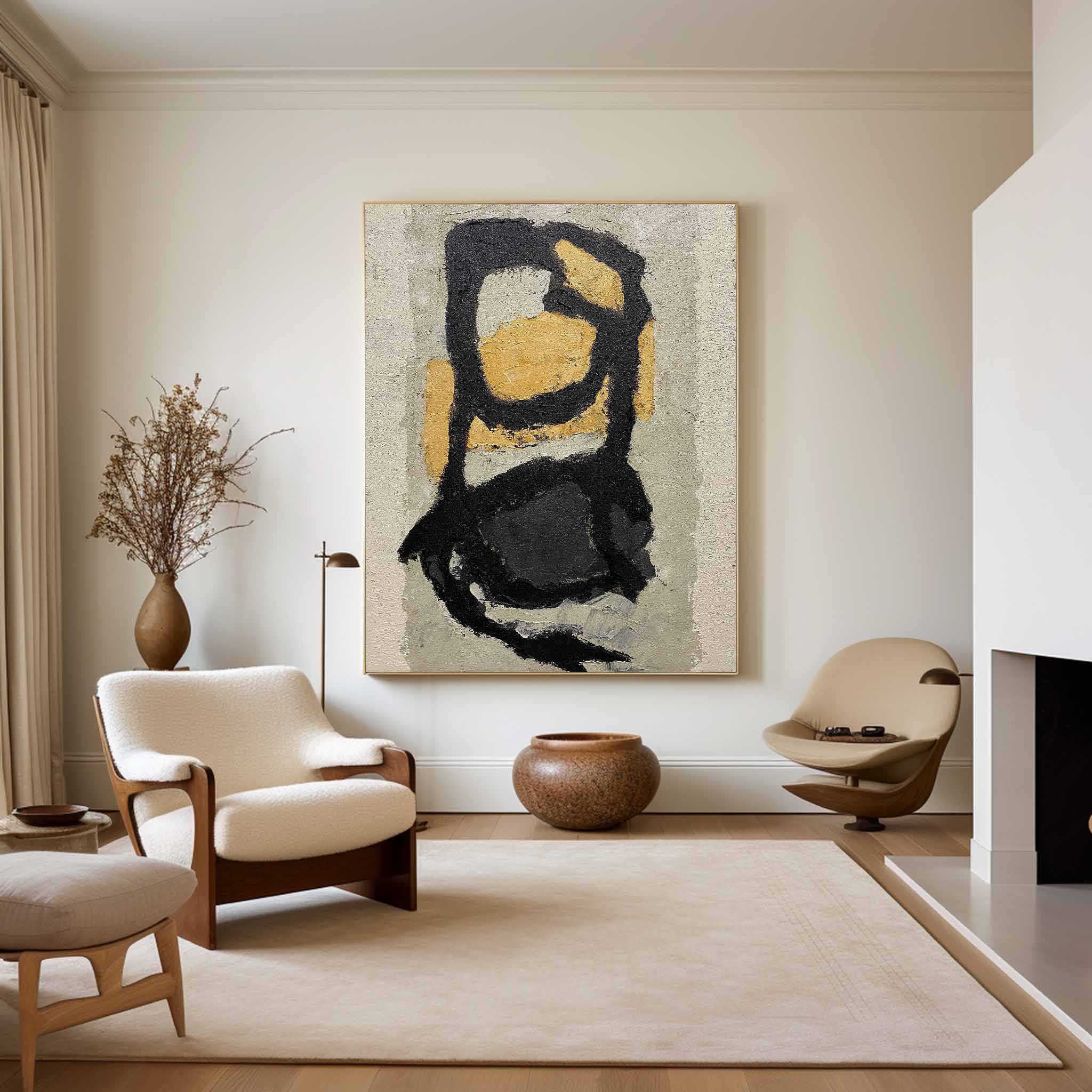 Black Gold Abstract Painting ABAV116 - Neutralighting