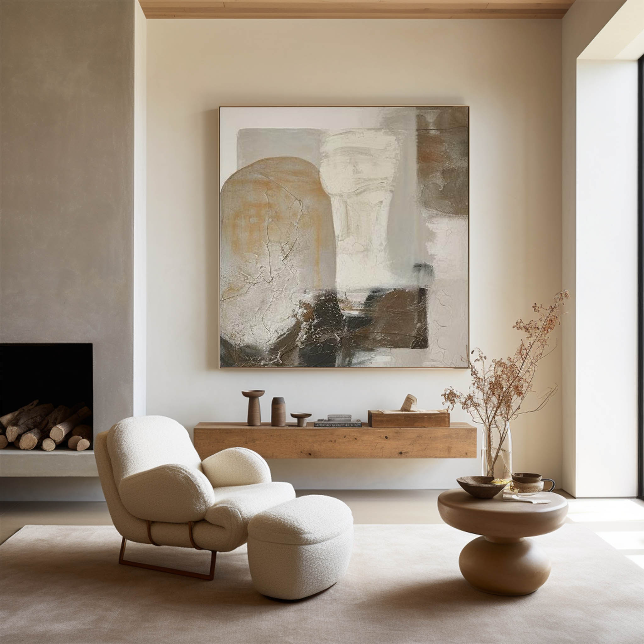 Osiris Neutral Textured Collage Canvas Art