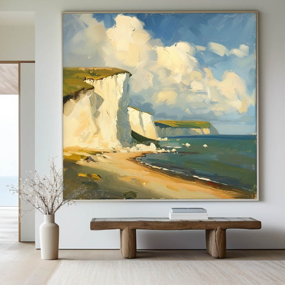 Sunlit Coastal Cliffs Landscape Art