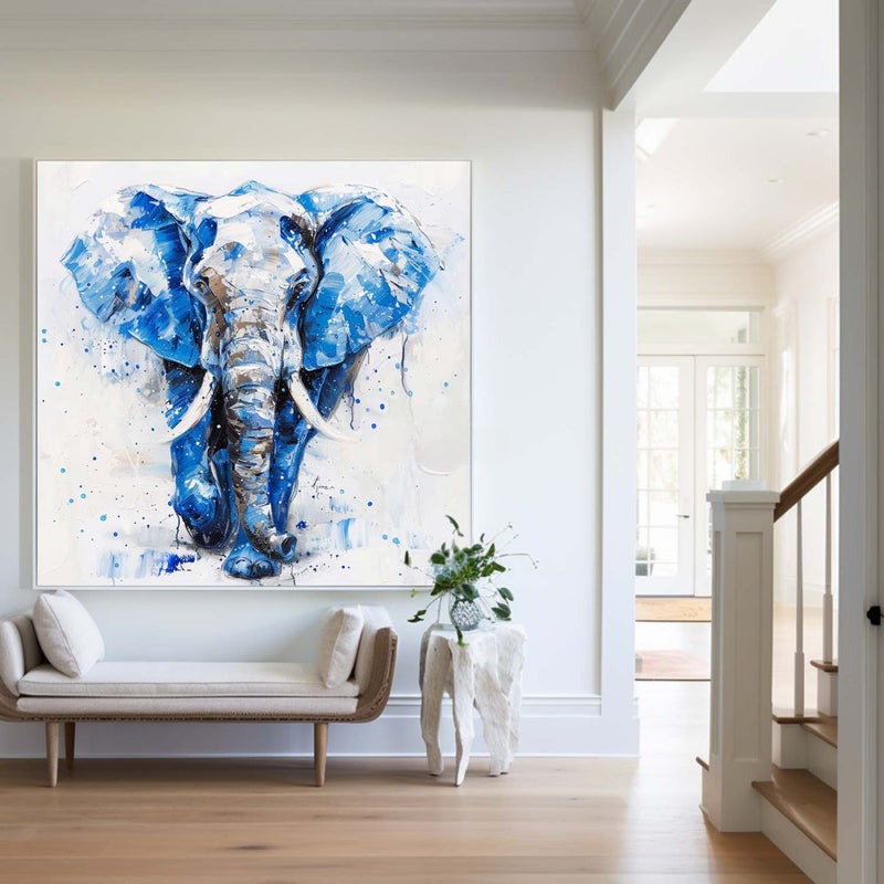Blue Elephant Abstract Painting