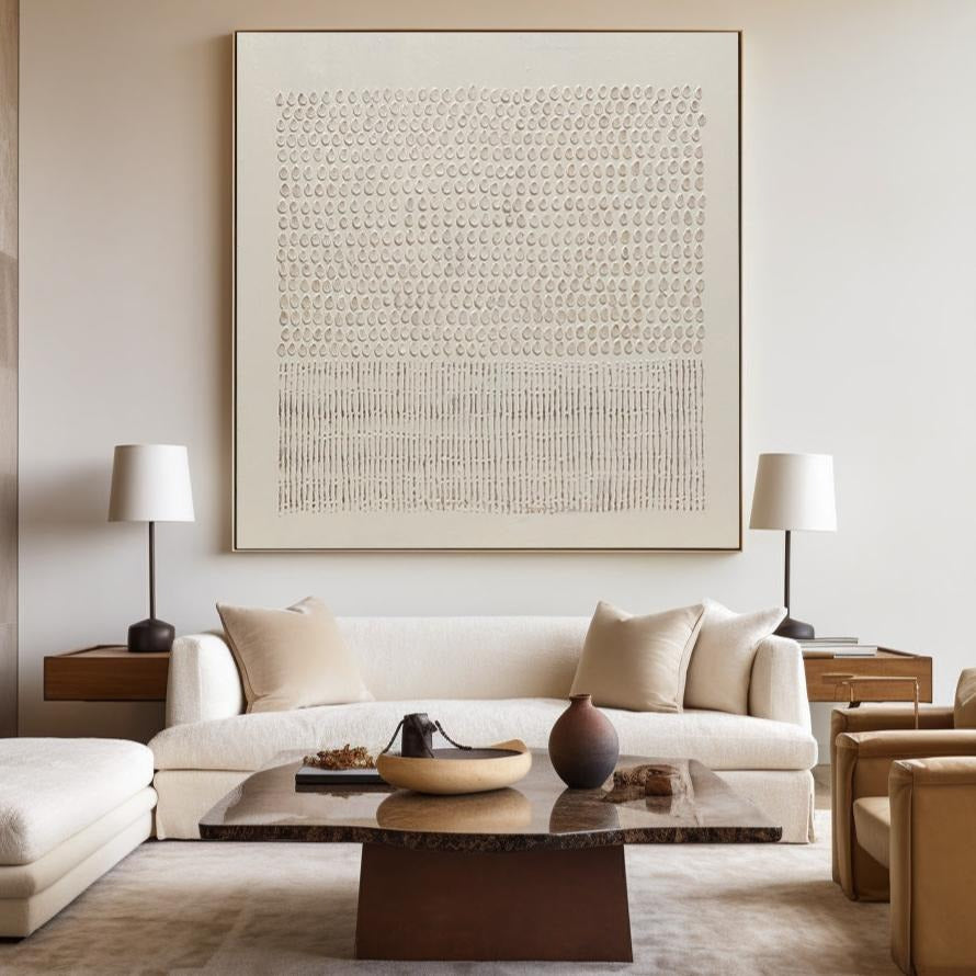 Wabi Sabi Beige Linear Textured Abstract Wall Art