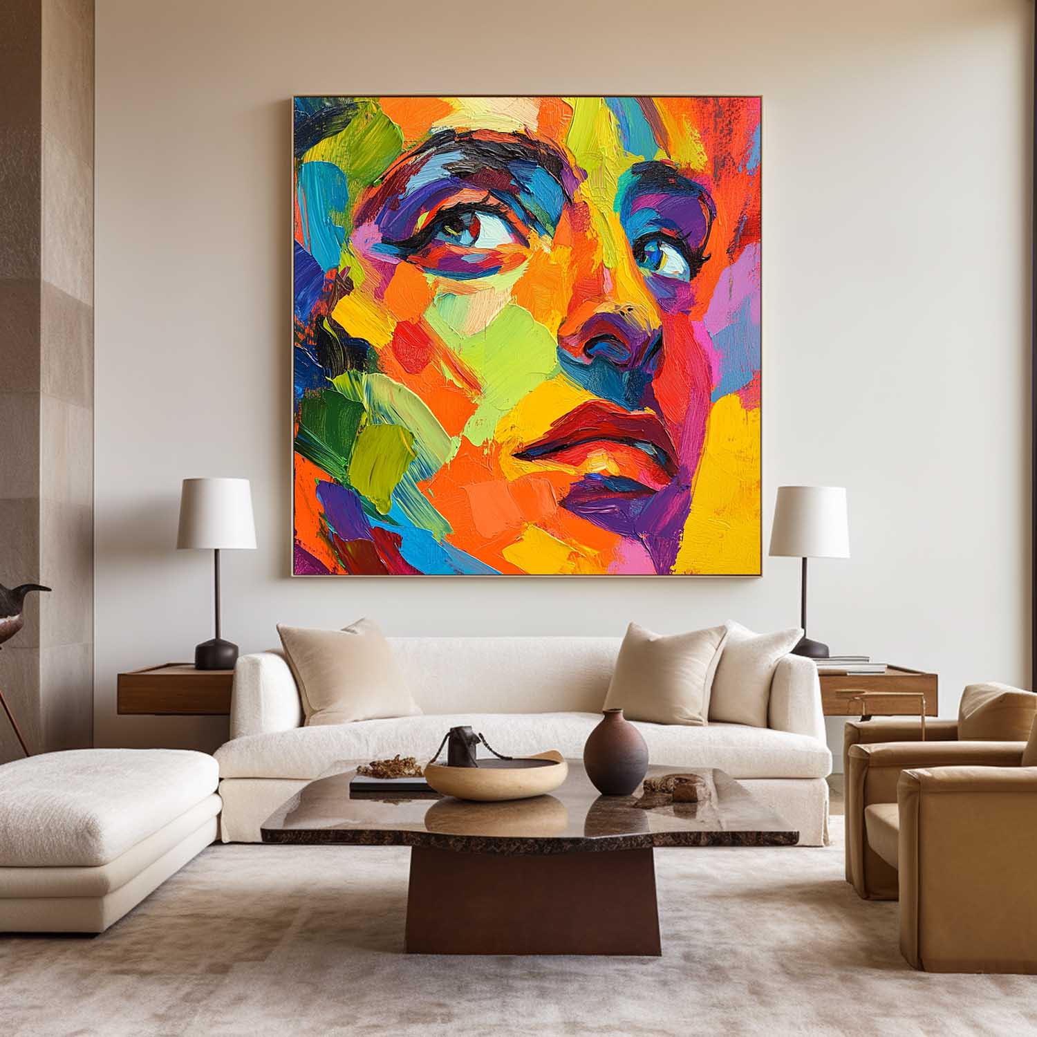 Vibrant Colorful Woman Face Canvas Art