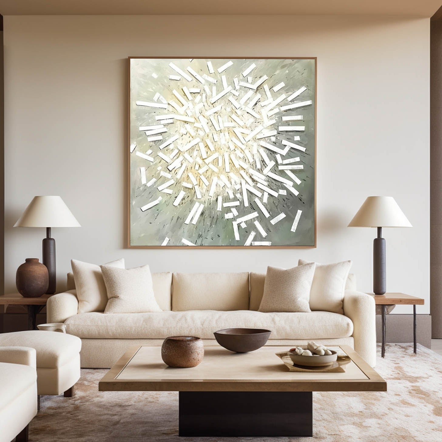 Liora White Burst Textured Canvas Wall Art