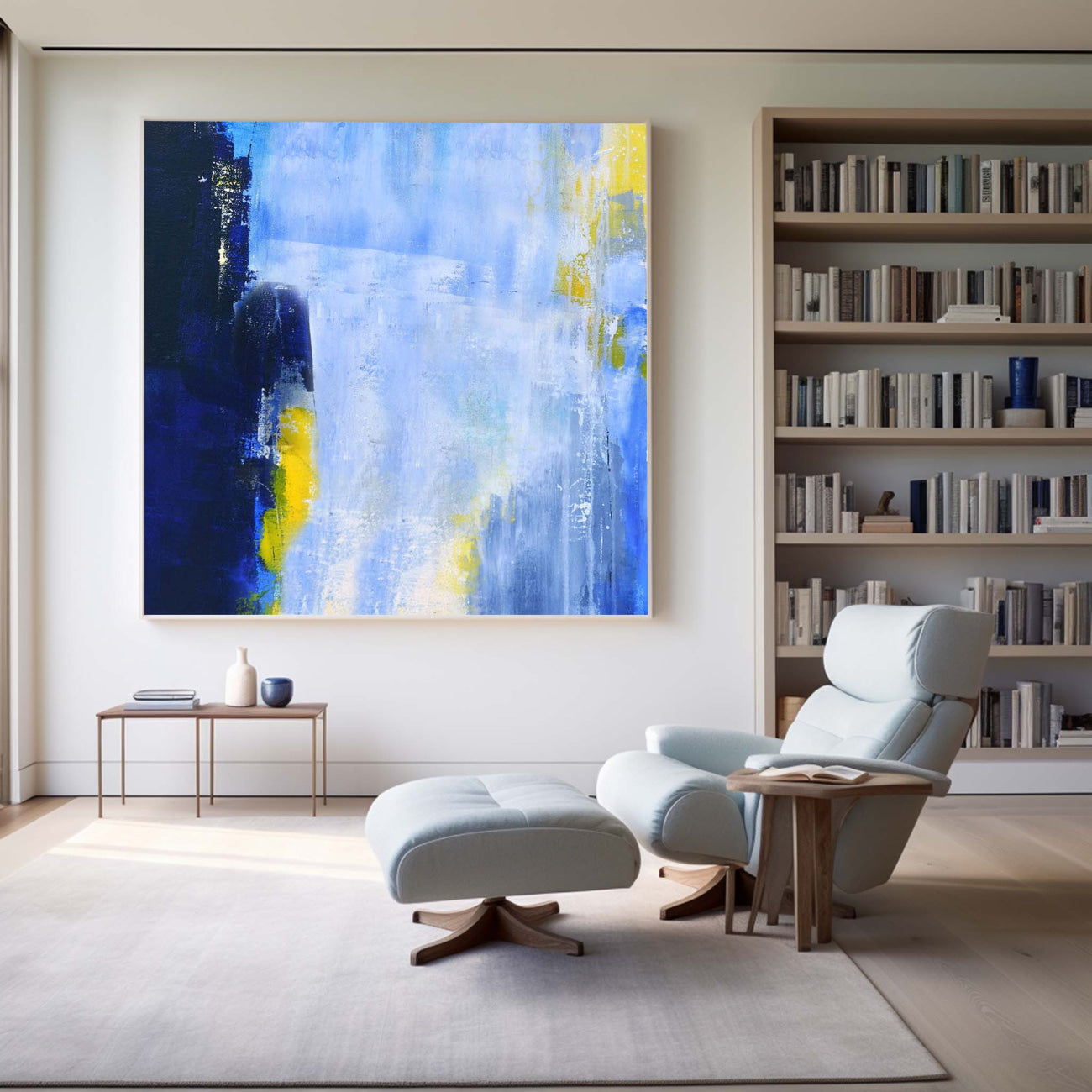 Blue Gold Abstract Canvas Wall Art