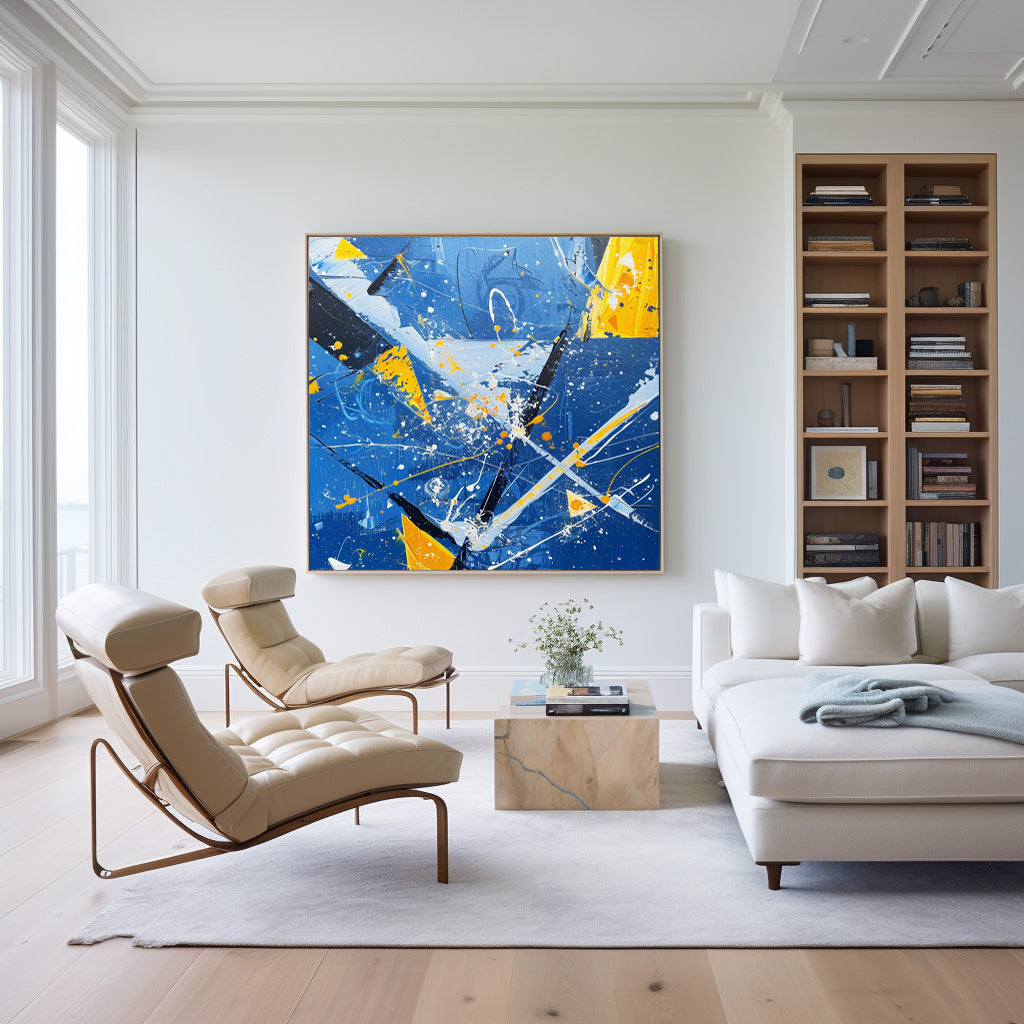 Electric Blue Collision Painting