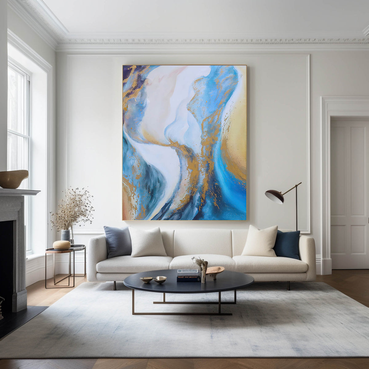 Abstract Blue And Gold Painting
