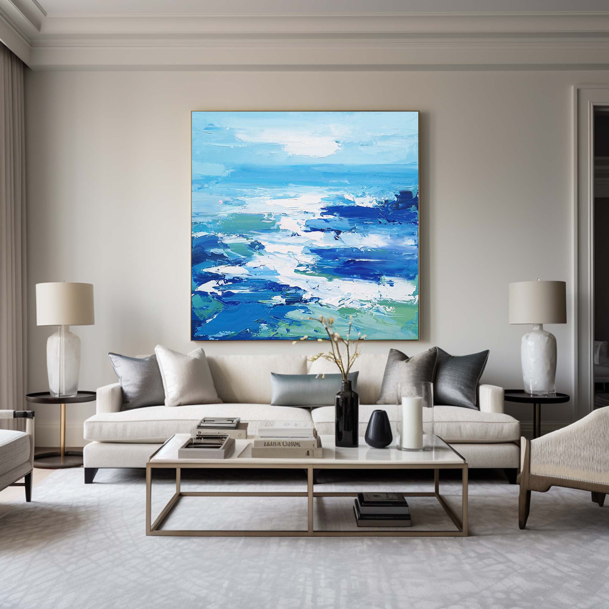 Soft‑Tone Muted Abstract Brushwork Calming Modern Wall Statement