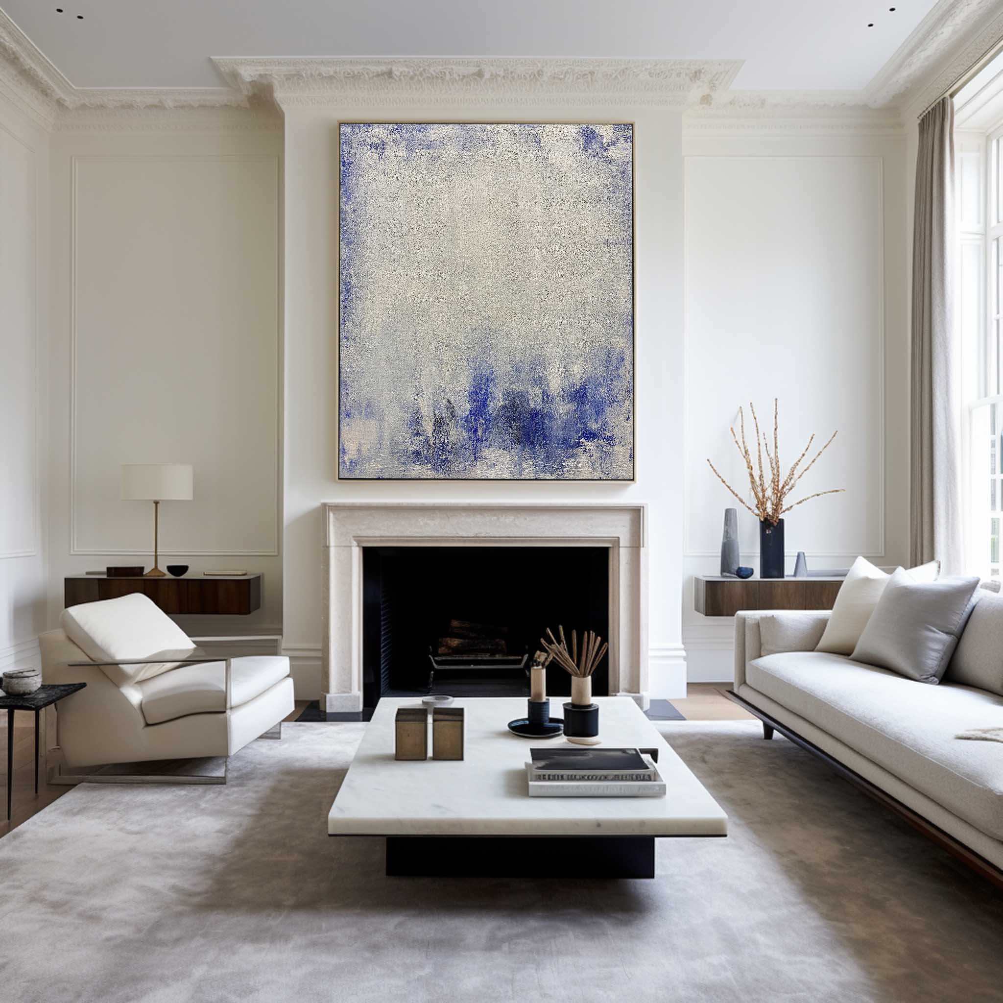 Blue White Minimalist Painting