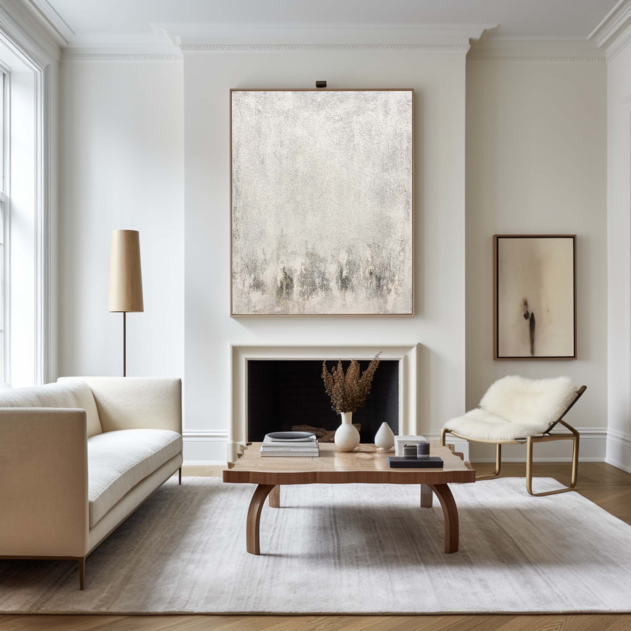 Gray And White Minimalist Painting