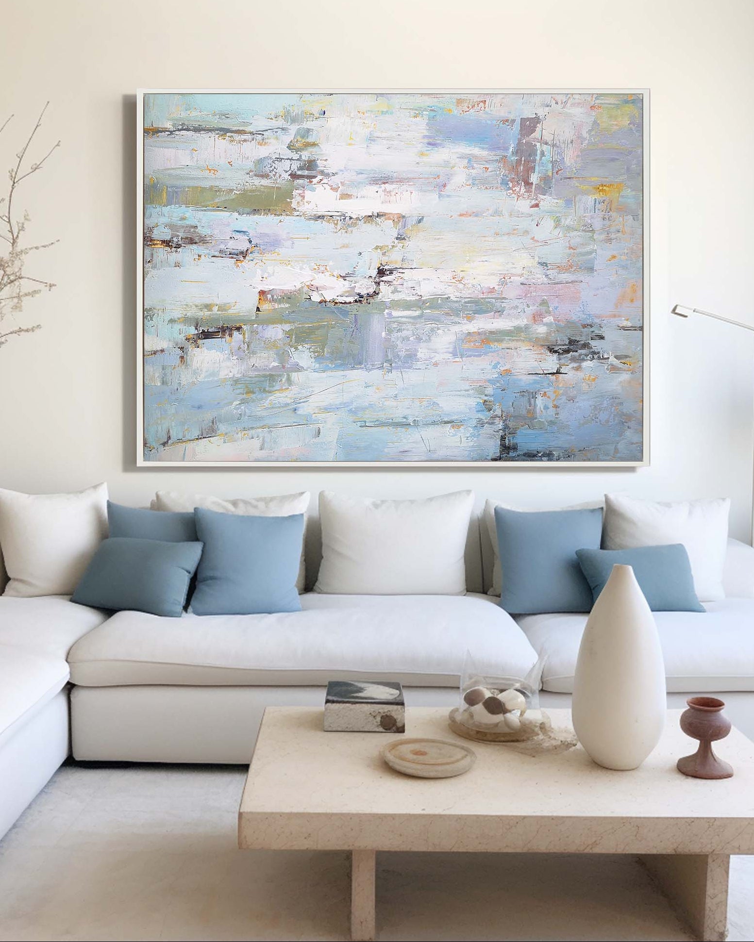 Soft Coastal Horizon Abstract Painting