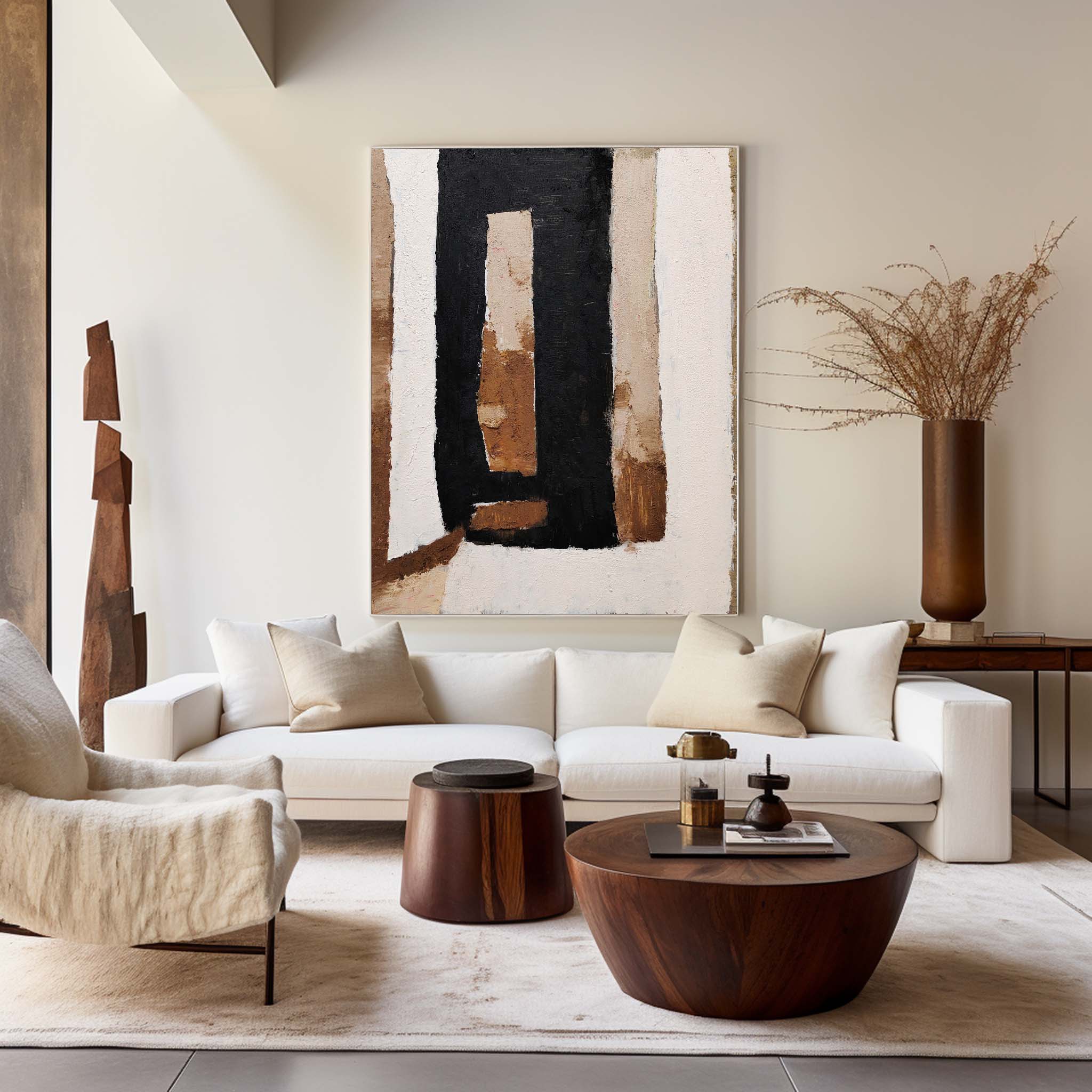 Black And Brown Abstract Painting ABAV172 - Neutralighting