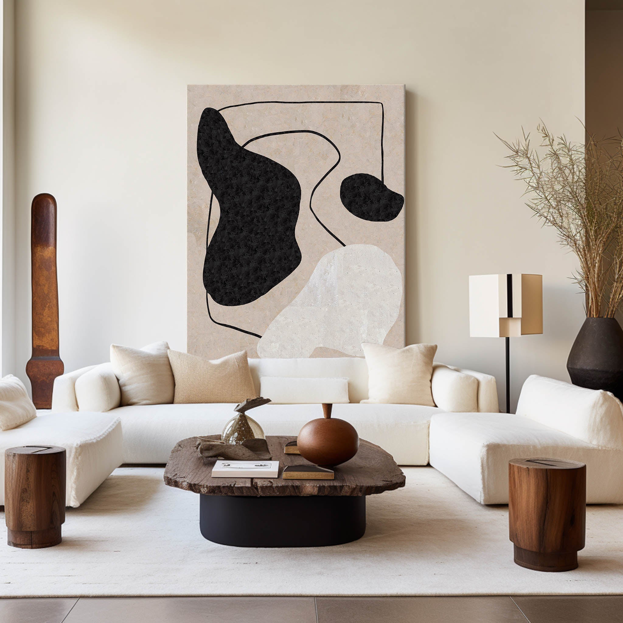 Beige Minimalist Abstract Painting ABAV196 - Neutralighting